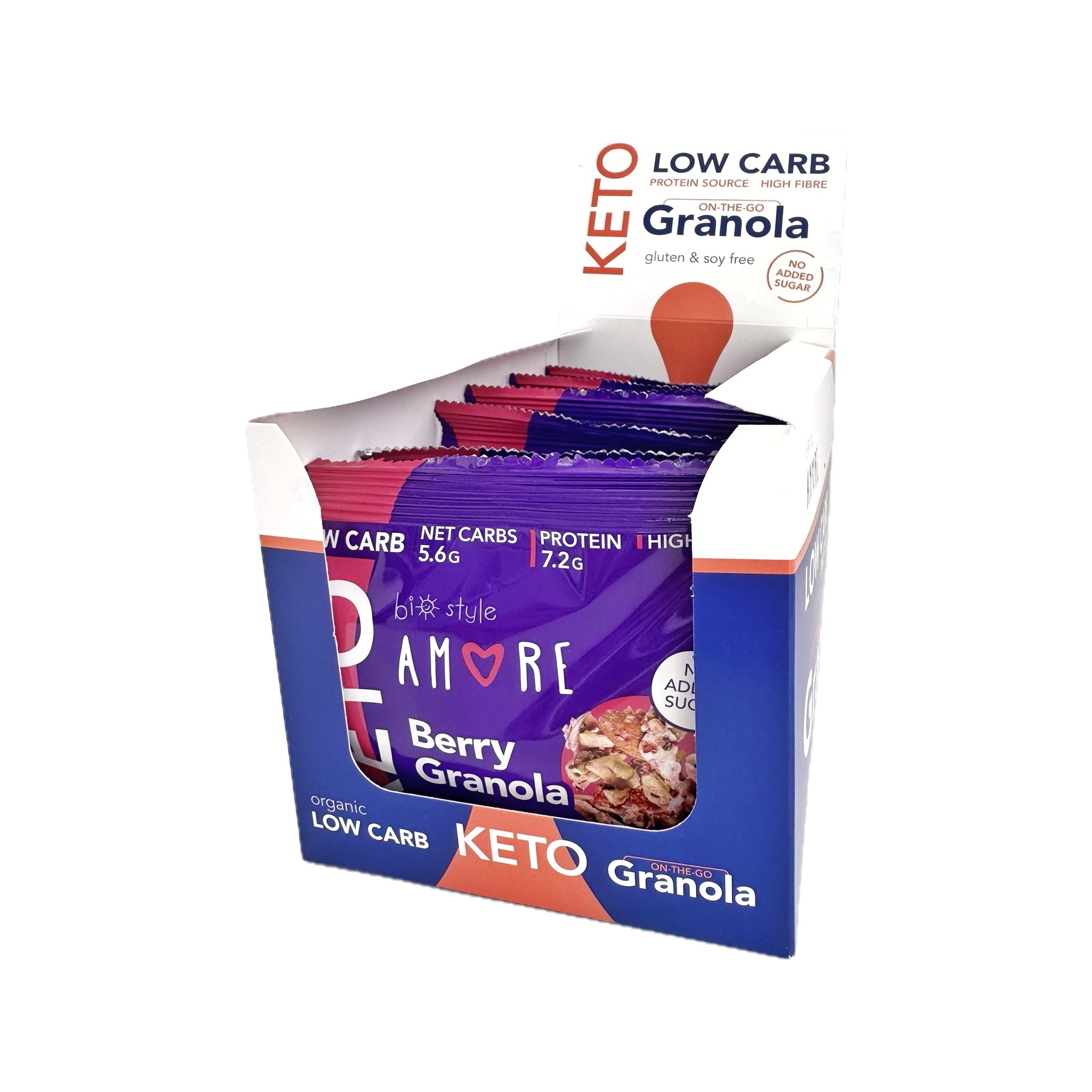 AMORE Кето Гранола ON THE GO Горски Плодове - кутия 8 бр. x 42 г.